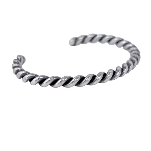 Southwest Twisted Wire Cuff Bracelet | Vintage Sterling Silver 925 | 6.5" - Picture 5 of 10
